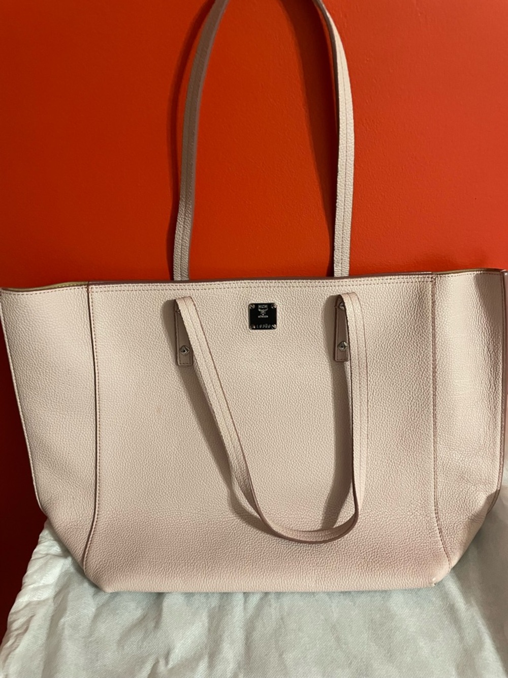 MCM Light Pink Pebbled Leather Tote